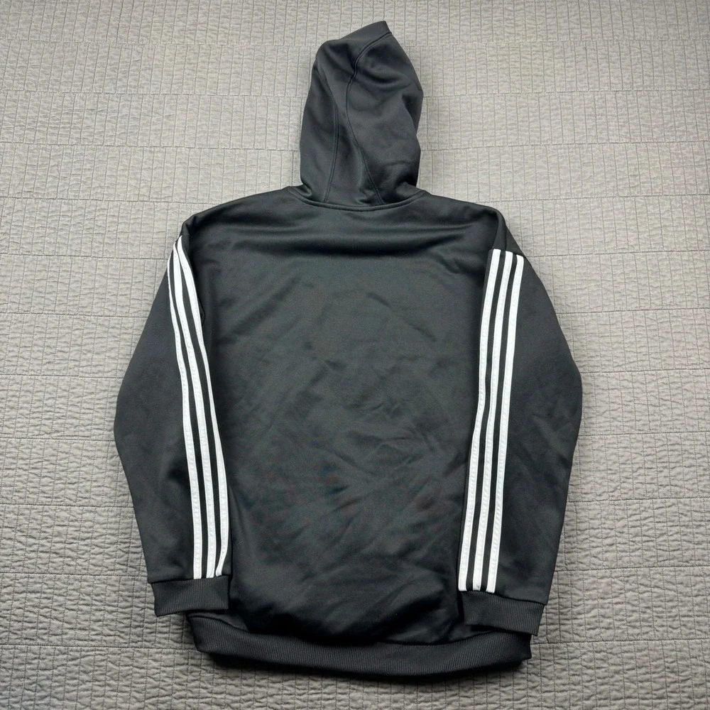 Adidas Kids Youth Boys Medium 12-14 Black 3-Stripe Pullover Hoodie Sweatshirt